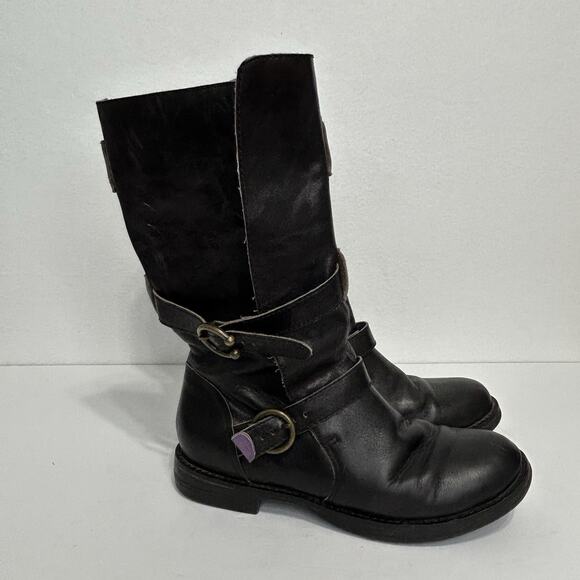Free People Faryl Robin Black Leather Moto Strappy Buckle Boots Size 7.5 - Picture 2 of 10